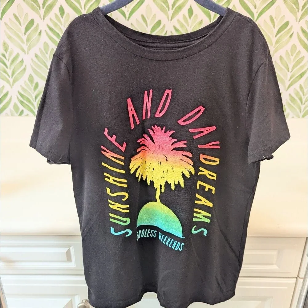 Old Navy Black Graphics Tee Sunshine And Daydreams Girl's XL California Girl